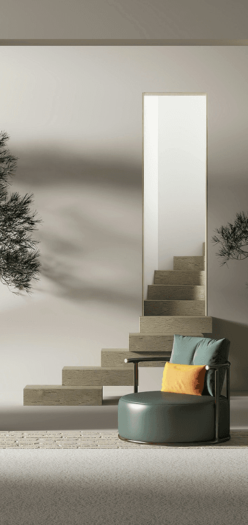 Stylish staircase and armchair